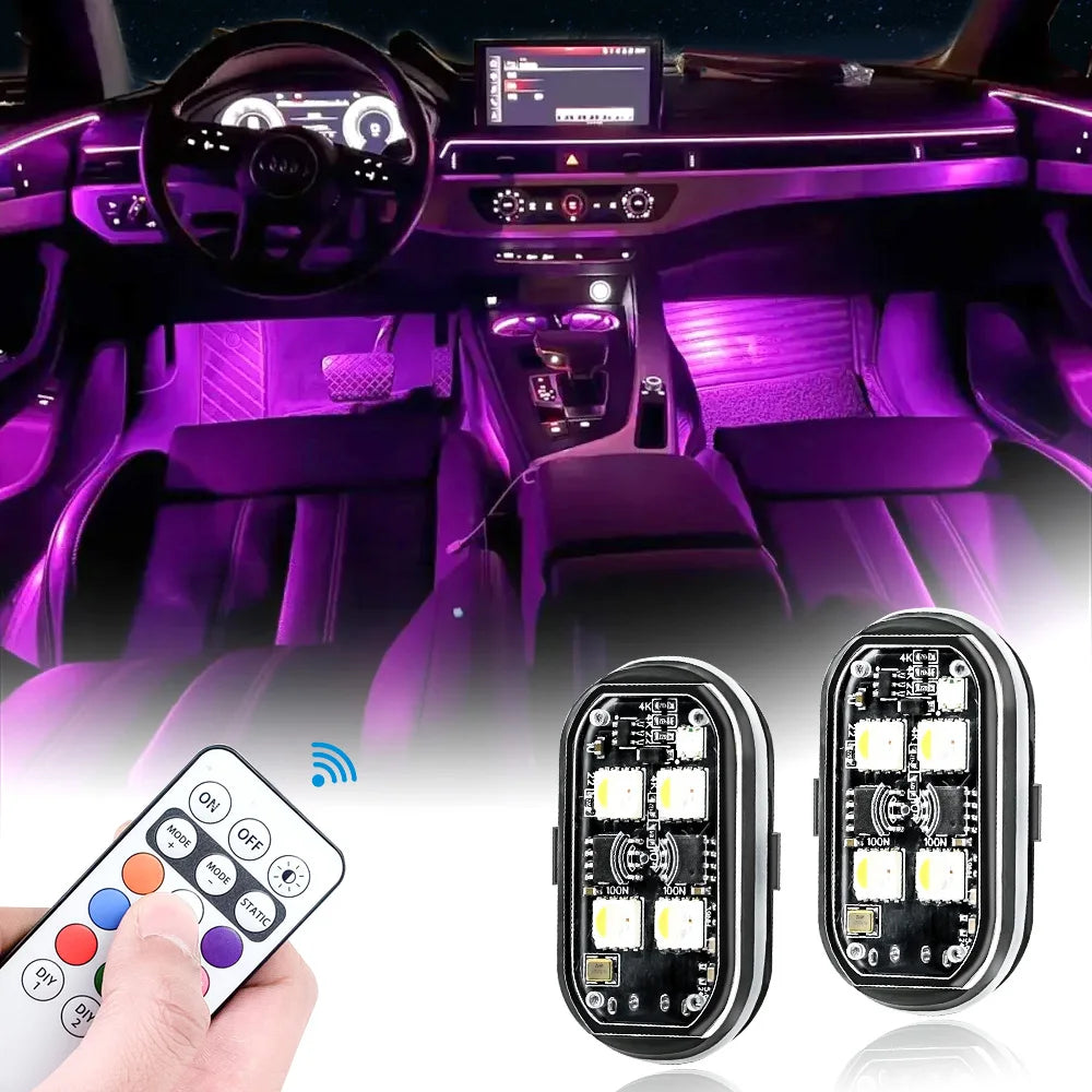 Luces LED Ambientales para Coche (RGB con Control Remoto)
