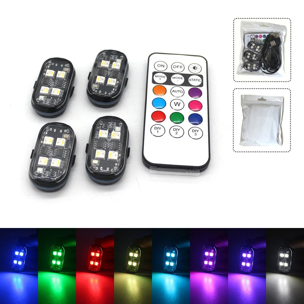 Luces LED Ambientales para Coche (RGB con Control Remoto)